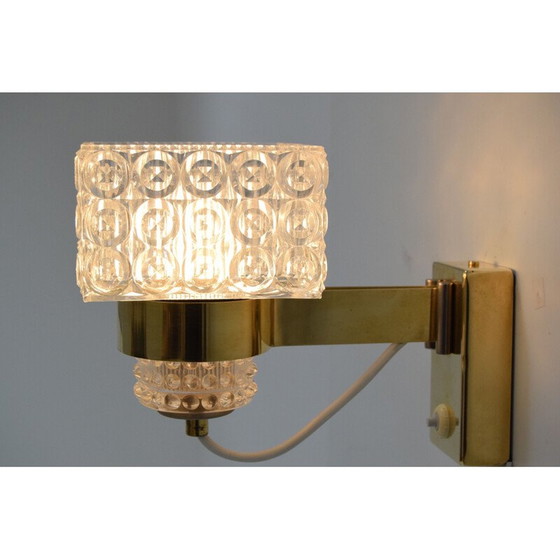 Image 1 of Vintage wandlamp van glas en messing door Lidokov, Tsjecho-Slowakije 1960