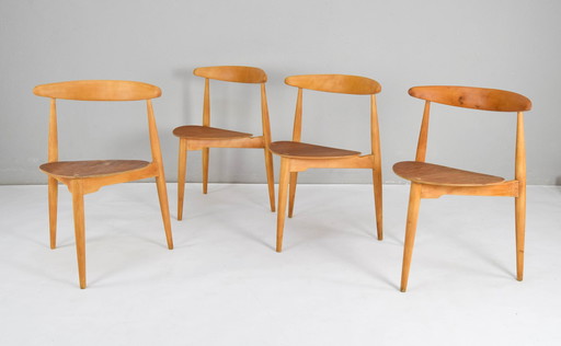 Fh4103 Hart eetkamerstoelen van Hans Wegner voor Fritz Hansen, Denemarken, 1950S, set van 4