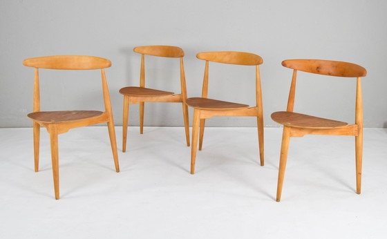 Image 1 of Fh4103 Hart eetkamerstoelen van Hans Wegner voor Fritz Hansen, Denemarken, 1950S, set van 4