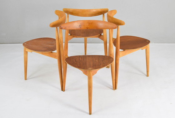 Image 1 of Fh4103 Hart eetkamerstoelen van Hans Wegner voor Fritz Hansen, Denemarken, 1950S, set van 4