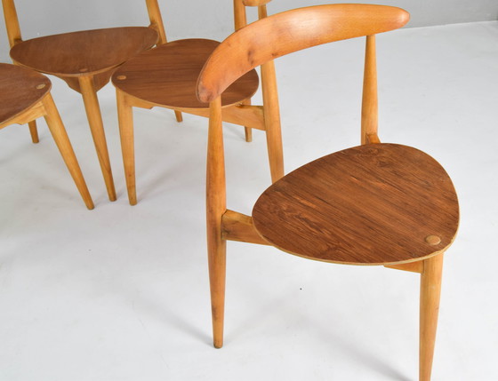 Image 1 of Fh4103 Hart eetkamerstoelen van Hans Wegner voor Fritz Hansen, Denemarken, 1950S, set van 4