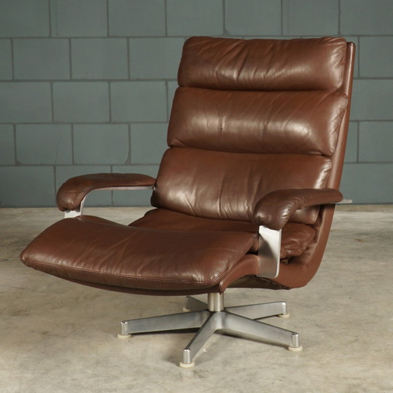 Image 1 of Loungefauteuil – Bruin Leder – Hans Kaufeld – Jaren 60