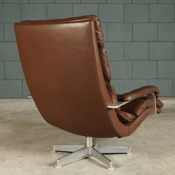 Image 1 of Loungefauteuil – Bruin Leder – Hans Kaufeld – Jaren 60