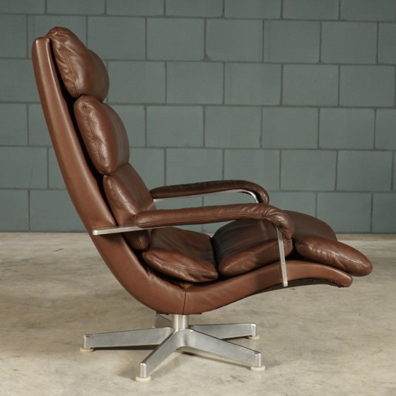 Image 1 of Loungefauteuil – Bruin Leder – Hans Kaufeld – Jaren 60