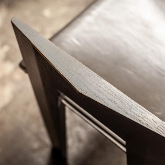 Image 1 of Vintage grijze eiken en leren eetkamerstoelen van Arnold Merkx voor Arco, 1980