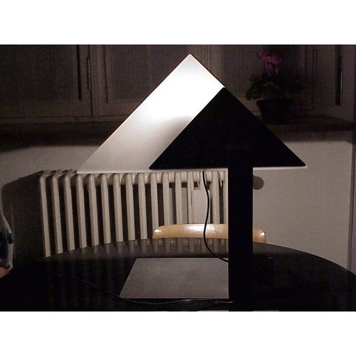Vintage zwart gelakte metalen tafellamp "Pitagora" van Elio Martinelli voor Martinelli Luce, 1970