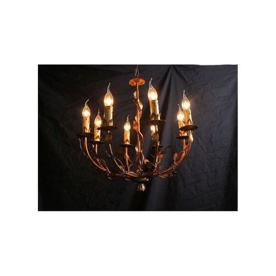 Image 1 of Vintage verguld metalen kroonluchter, 1960