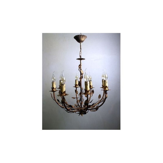 Image 1 of Vintage verguld metalen kroonluchter, 1960