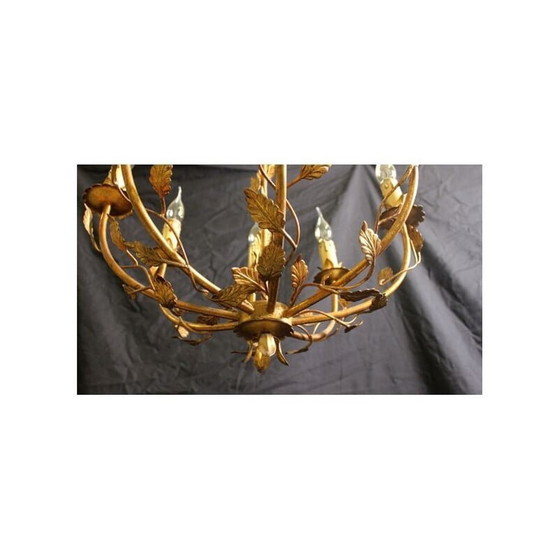 Image 1 of Vintage verguld metalen kroonluchter, 1960