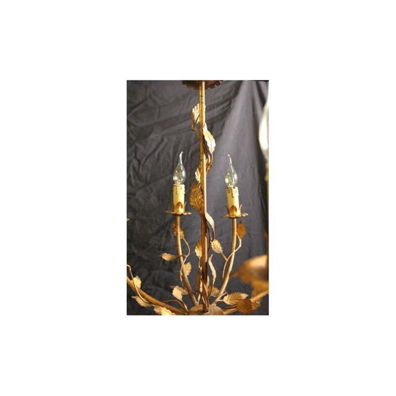 Image 1 of Vintage verguld metalen kroonluchter, 1960