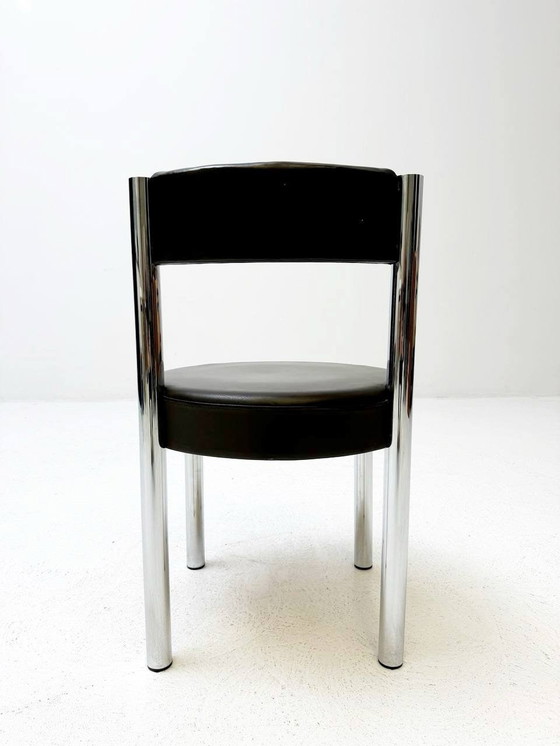 Image 1 of Set van 8 Iconische stoelen van chroom en leer van Victoria Furniture, jaren 1960