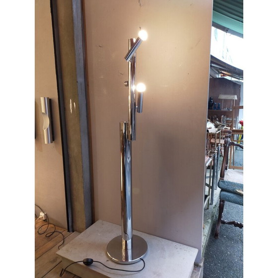 Image 1 of Modernistische vintage vloerlamp van verchroomd metaal