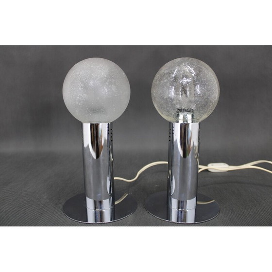 Image 1 of Paar vintage chroomstalen lampen, Italië 1970