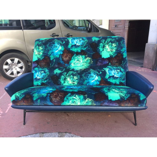 Vintage fluwelen en skai sofa van Guy Besnard voor Designers Guild, 1960