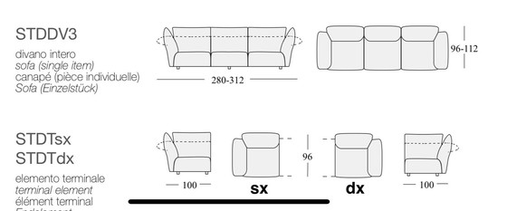 Image 1 of Edra “ Standard “ Modulaire Bank 280-312Cm + Pouf 80X60Cm