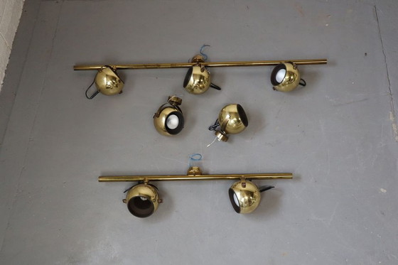 Image 1 of Set of vintage brass ceiling and wall lamps by Sische leuchten, Germany 1960's.