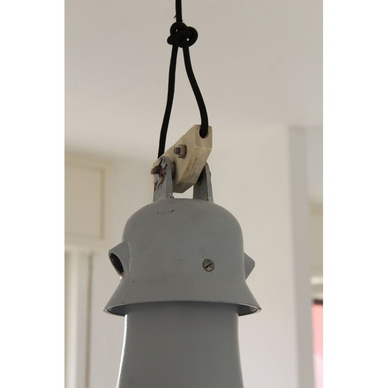 Image 1 of Paar vintage aluminium en grijze legering hanglampen, Italië 1970