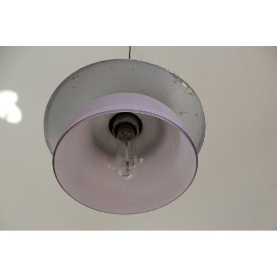 Image 1 of Paar vintage aluminium en grijze legering hanglampen, Italië 1970