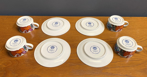 Image 1 of Set van 4 Mokka kopjes en schotels, Acapulco-design van Villeroy & Boch.