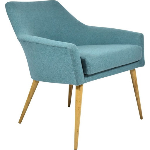 Vintage fauteuil, schelp, turkoois 1960