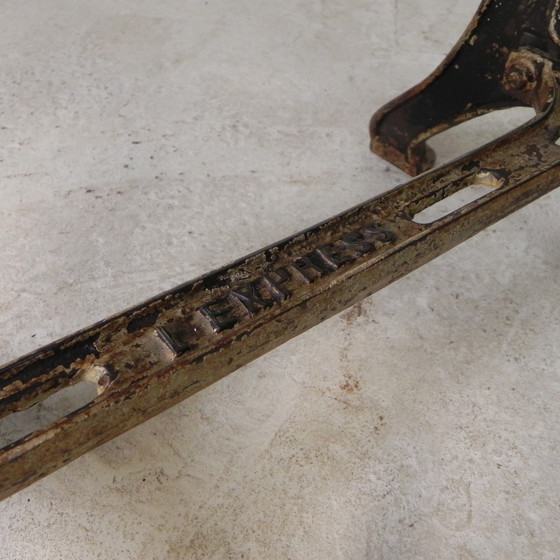 Image 1 of Industriele Tafel, Tuintafel Met Hardsteen Plaat Op Gietijzeren Frame, Jaren 30