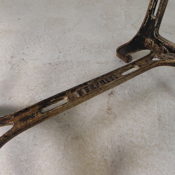 Image 1 of Industriele Tafel, Tuintafel Met Hardsteen Plaat Op Gietijzeren Frame, Jaren 30