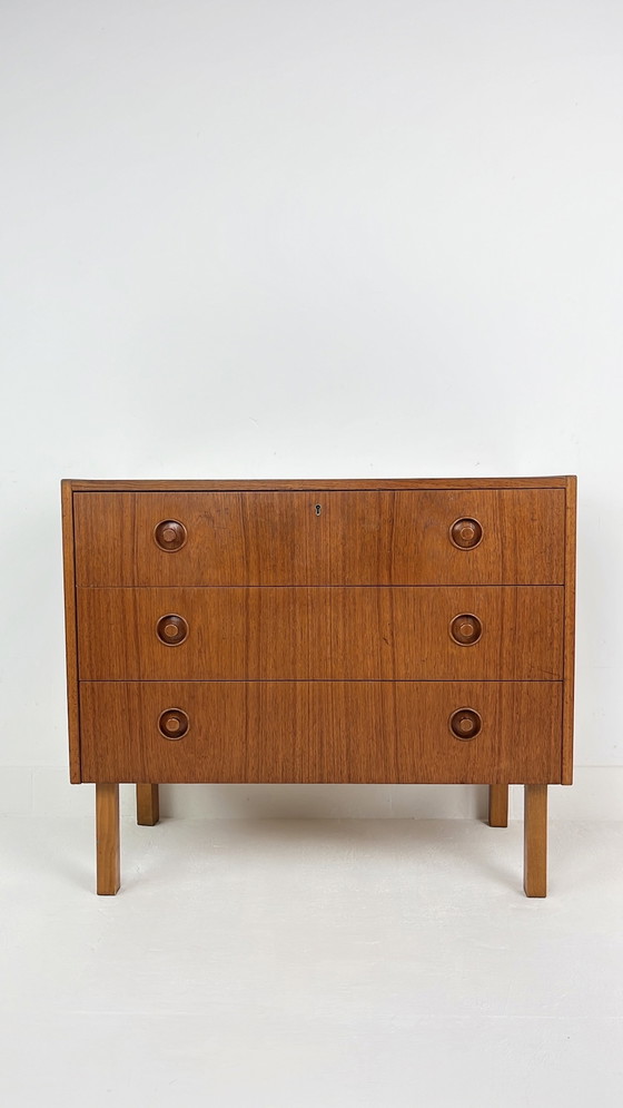 Image 1 of Zweeds vintage teak fineren ladekast 