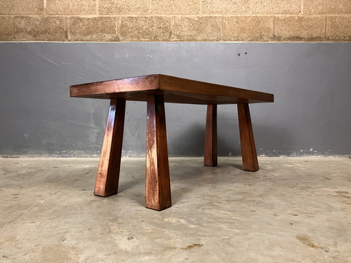 Brutalist Eiken Seventies Sidetable Salontafel Bankje