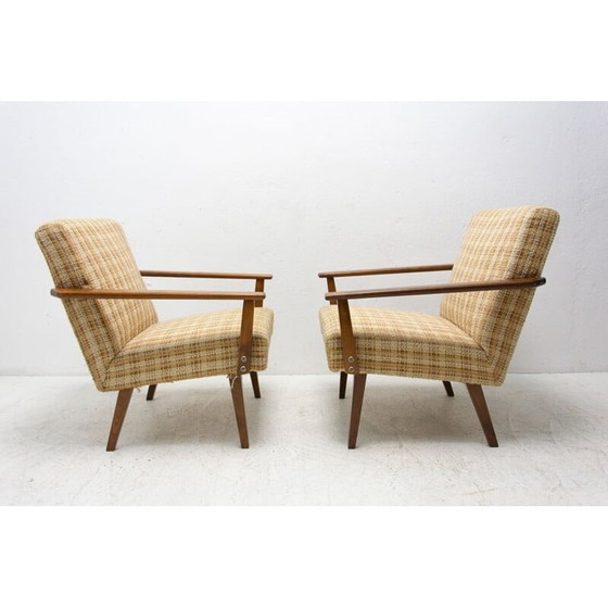 Image 1 of Paar vintage beukenhouten fauteuils van Tatra nábytok, Tsjechië 1960