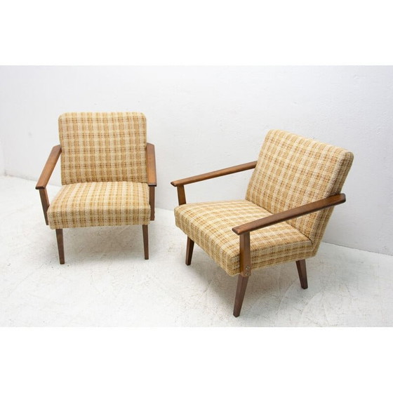 Image 1 of Paar vintage beukenhouten fauteuils van Tatra nábytok, Tsjechië 1960