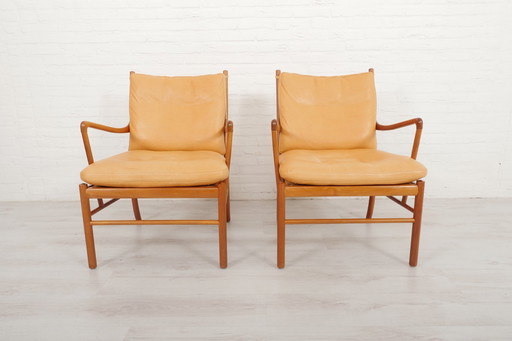 Set Van 2 Vintage Ole Wanscher Stoelen | Colonial Chair | Leer