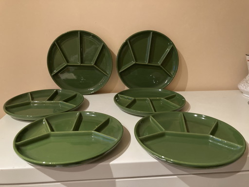 Set Van 6 Vintage Fondueborden Gertz West Germany