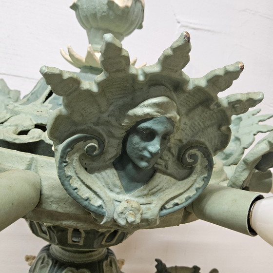 Image 1 of Unieke Victoriaanse Gietijzeren Vloerlamp Art Nouveau Franse Staande Lamp