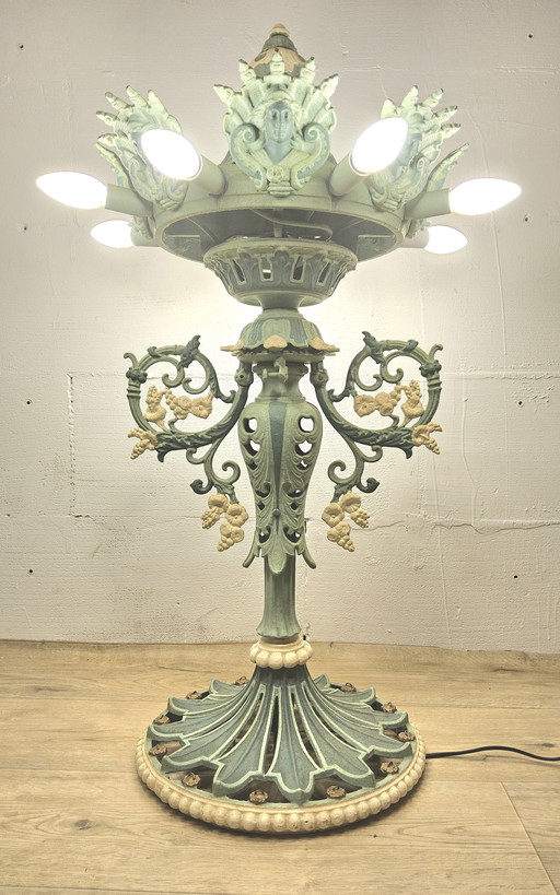 Unieke Victoriaanse Gietijzeren Vloerlamp Art Nouveau Franse Staande Lamp