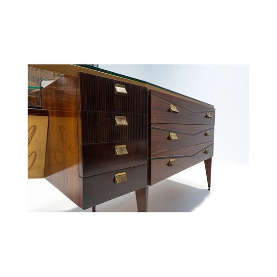 Image 1 of Vintage houten kaptafel met oplichtende spiegel, Italië 1960