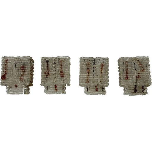 Set van 4 vintage Murano glazen wandlampen voor Poliarte, Italië 1970