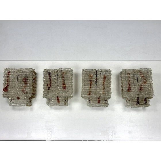 Image 1 of Set van 4 vintage Murano glazen wandlampen voor Poliarte, Italië 1970