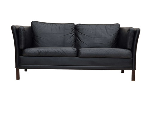 Essen en zwart lederen sofa van Mogens Hansen, 1960