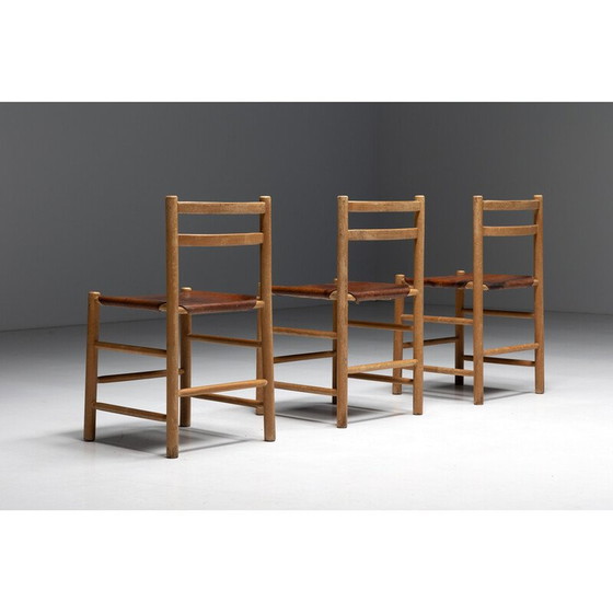 Image 1 of Mid-century cognac eetkamerstoelen, Frankrijk 1950