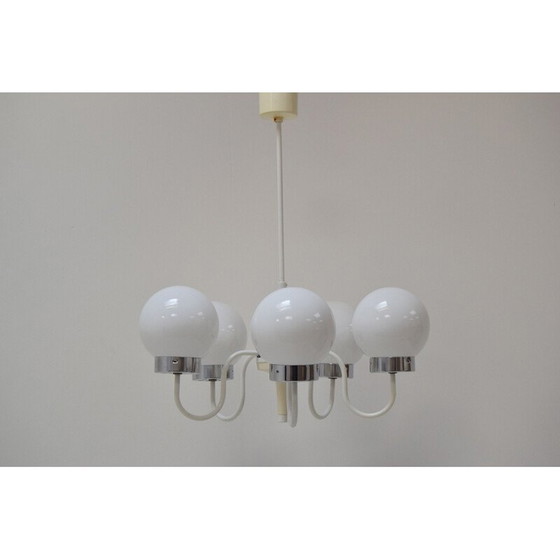 Image 1 of Vintage kroonluchter van metaal en glas door Jílové u Děčína, Tsjechië 1970