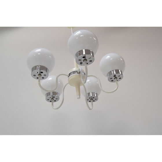 Image 1 of Vintage kroonluchter van metaal en glas door Jílové u Děčína, Tsjechië 1970