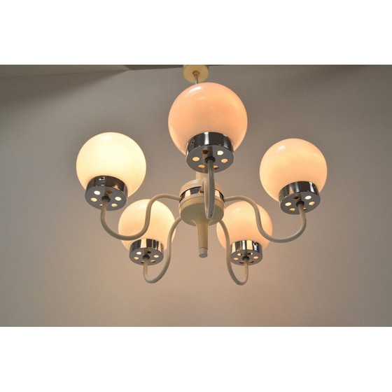 Image 1 of Vintage kroonluchter van metaal en glas door Jílové u Děčína, Tsjechië 1970