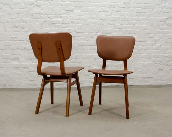 Image 1 of 2 Dutch Design Teakhouten Eetkamerstoelen