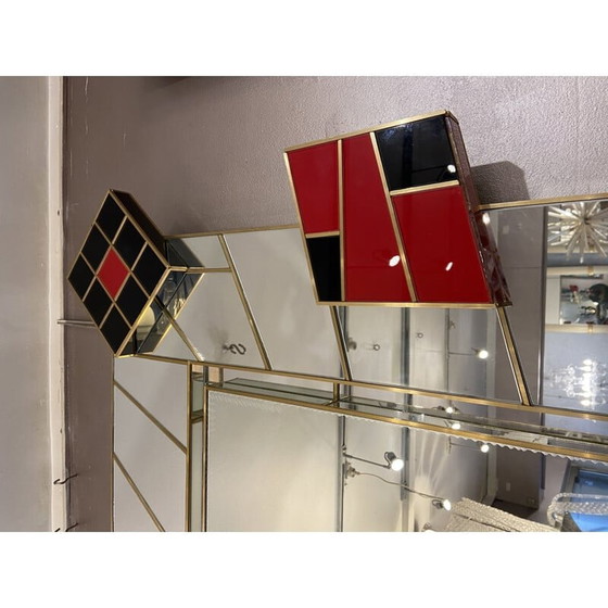 Image 1 of Vintage zwarte en rode spiegel van Martin Studio 2000