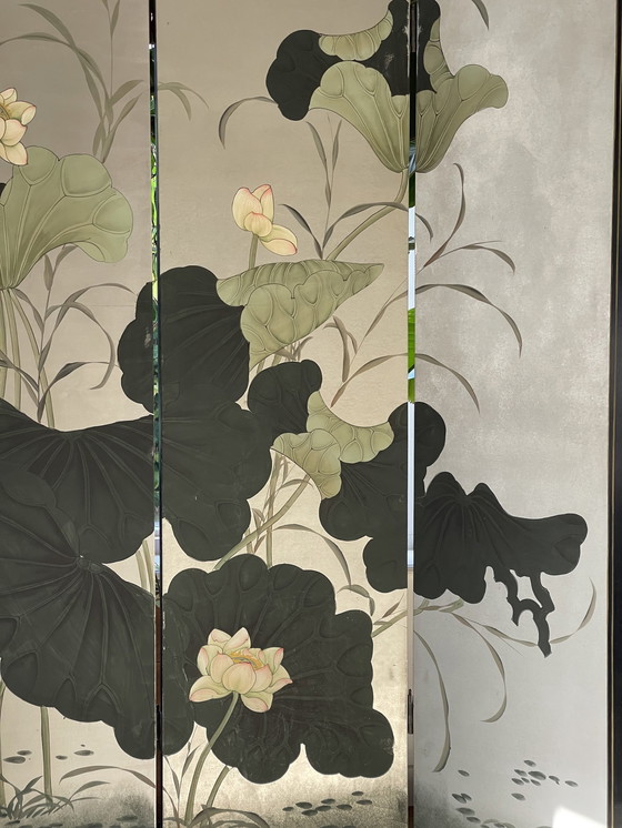 Image 1 of Vintage Japans Handbeschilderd Kamerscherm / Roomdivider