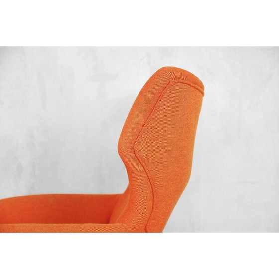 Image 1 of Vintage fauteuil voor Bruksbo Nesjestranda in oranje stof en iepenhout 1960