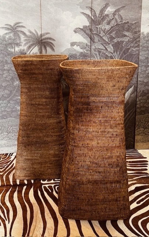 Set van 2 Birma / Myanmar rotan riet rattan zuilen pilaren