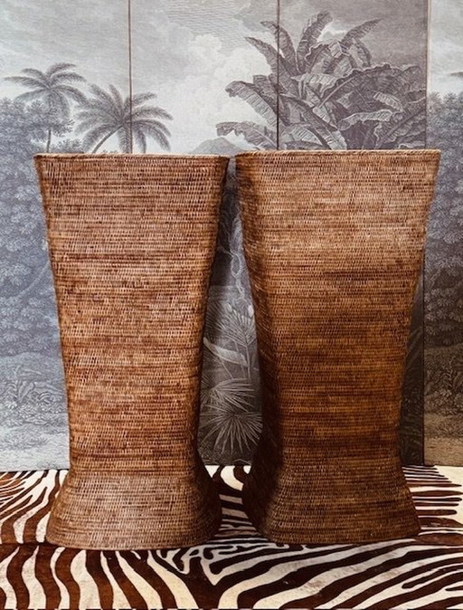 Set van 2 Birma / Myanmar rotan riet rattan zuilen pilaren