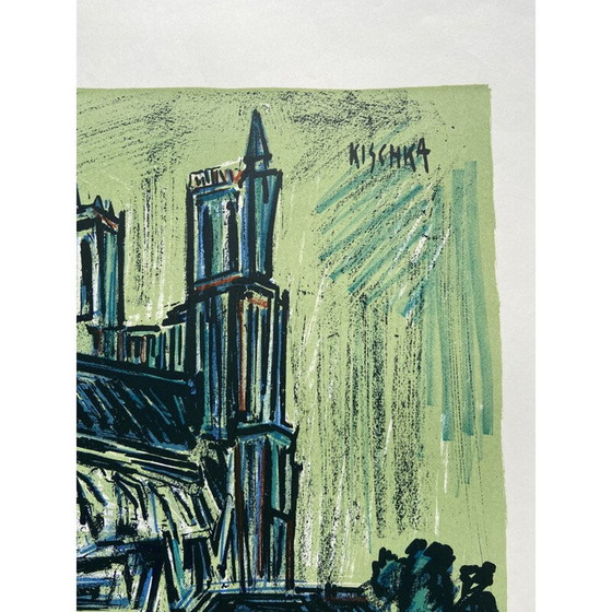 Image 1 of Vintage handgesigneerde litho poster van dorp door Kischka, 1970