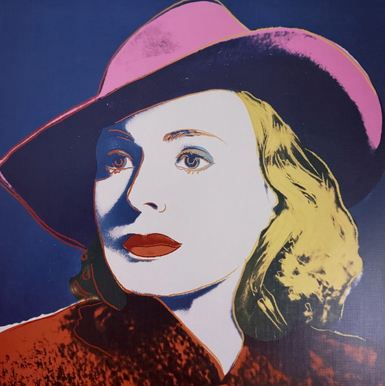 Image 1 of Andy Warhol: “Ingrid Bergman With Hat, 1983”.